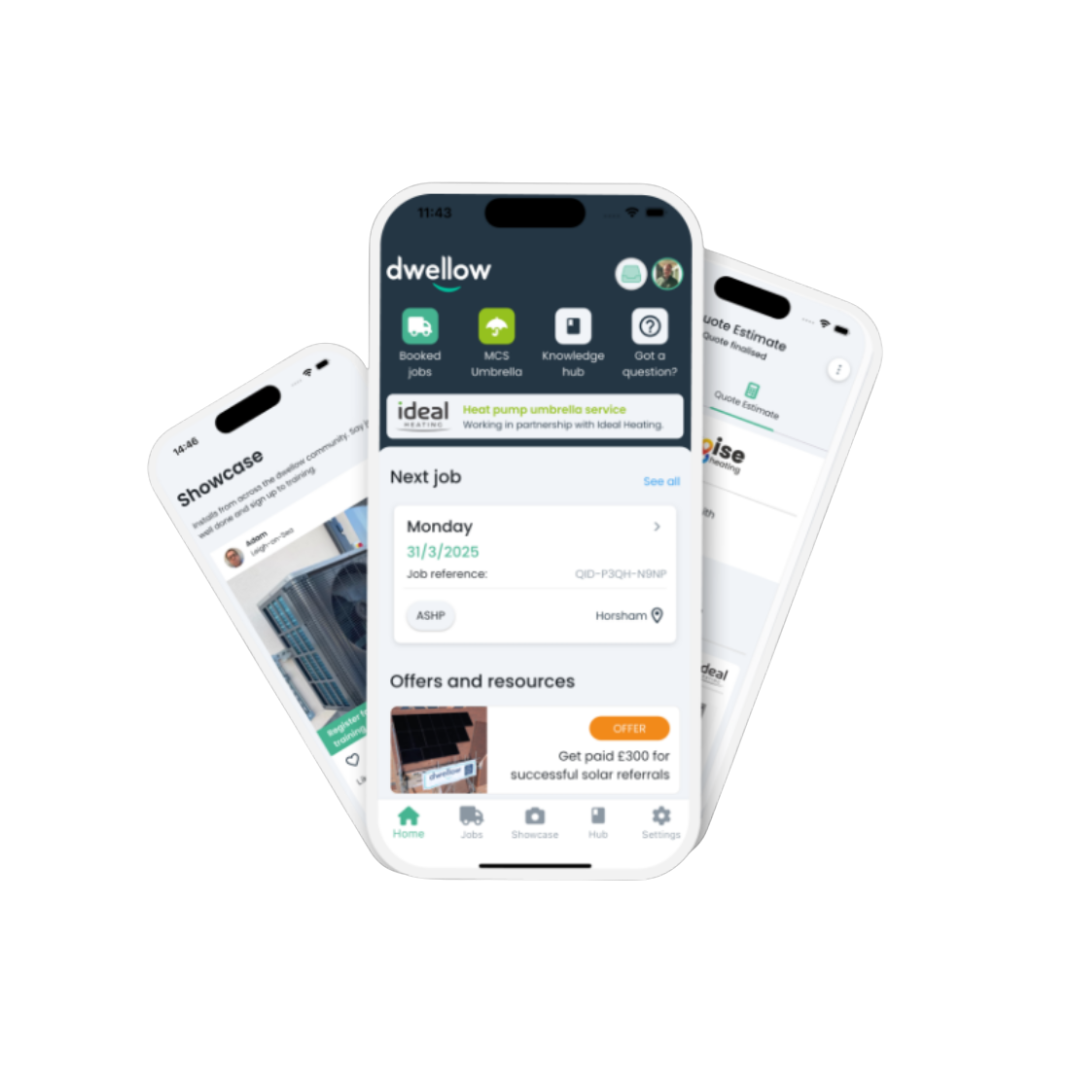 Dwellow App Interface - Customer Heat Pump Management